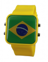 Men's Sports Watch with Yellow Silicone Band Brazil (OEM) (BULK)